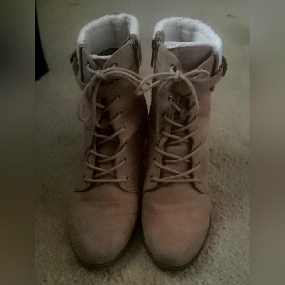 Brown and Cream suede booties